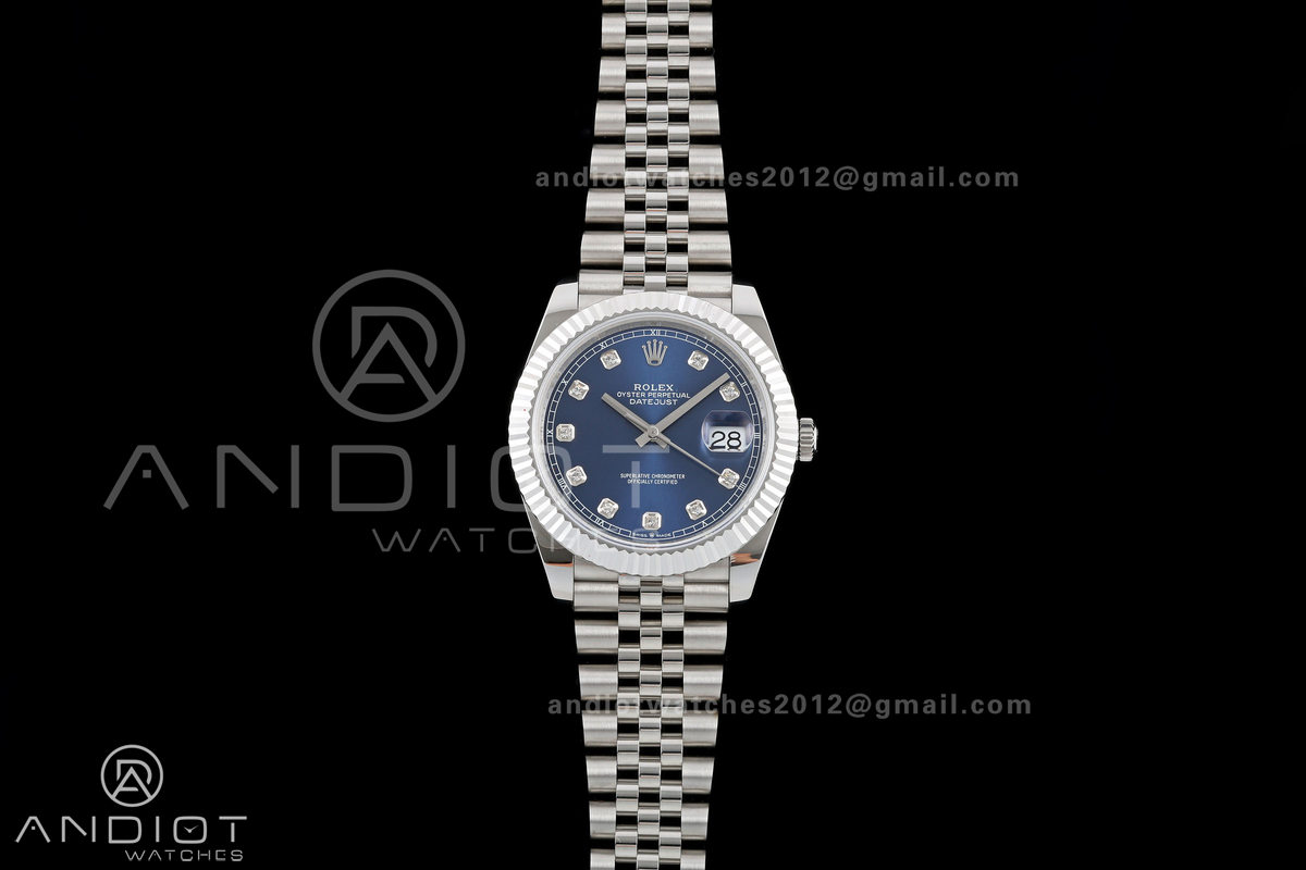 DateJust 41 126334 QF 1:1 Best Edition Blue Diamonds Dial on Jubilee Bracelet JH3235 (Free Sprung)